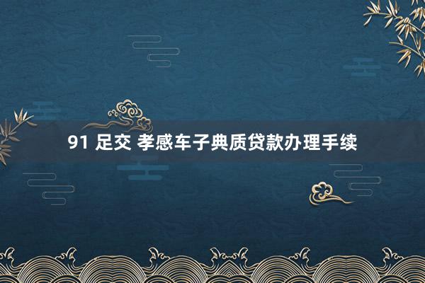 91 足交 孝感车子典质贷款办理手续