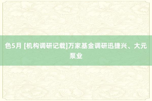 色5月 [机构调研记载]万家基金调研迅捷兴、大元泵业