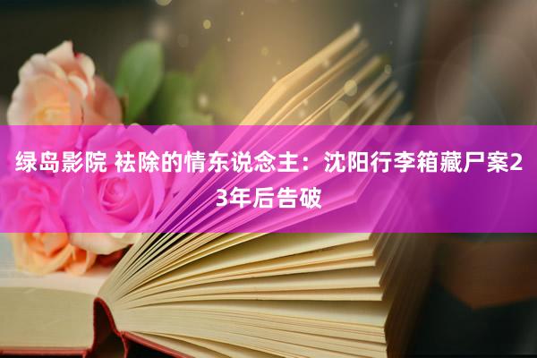 绿岛影院 袪除的情东说念主：沈阳行李箱藏尸案23年后告破