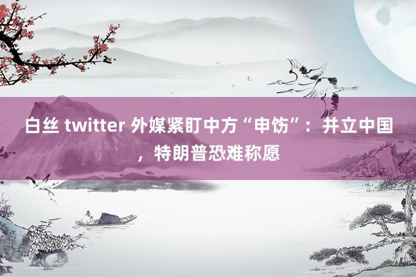 白丝 twitter 外媒紧盯中方“申饬”：并立中国，特朗普恐难称愿