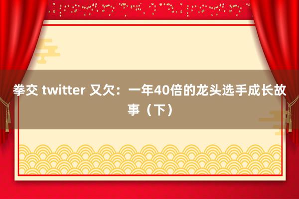 拳交 twitter 又欠：一年40倍的龙头选手成长故事（下）